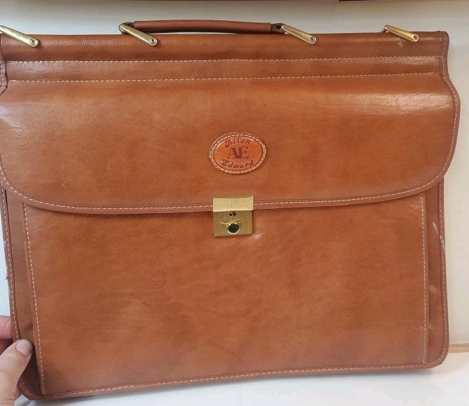 Allan Edward Brown Men’s Briefcase Document Case Top Handle Push Lock