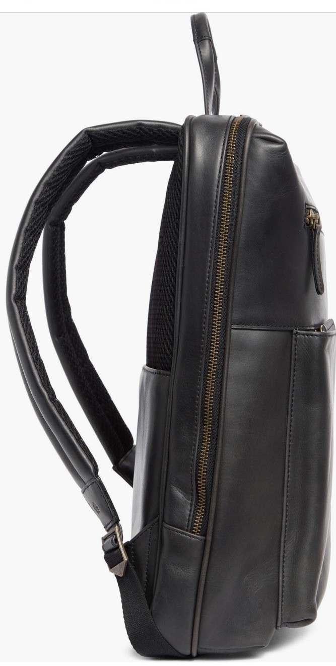 Johnston & Murphy Leather Backpack Computer Bag Slim Lightweight Commuter * NWT