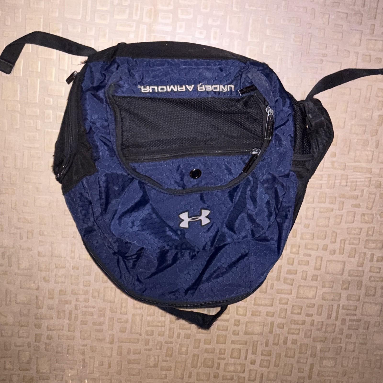 Under Armour Blue/Black Backpack Zip Padded Inner/Outer Pockets Travel Casual