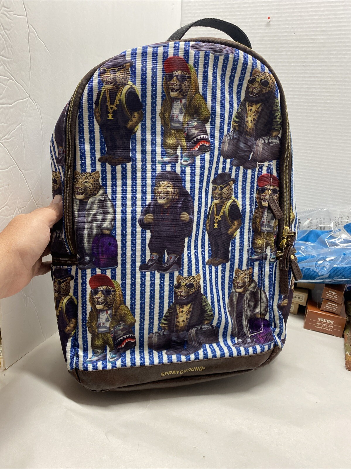 SPRAYGROUND Backpack Leopard Blud Stripe Synthetic leather
