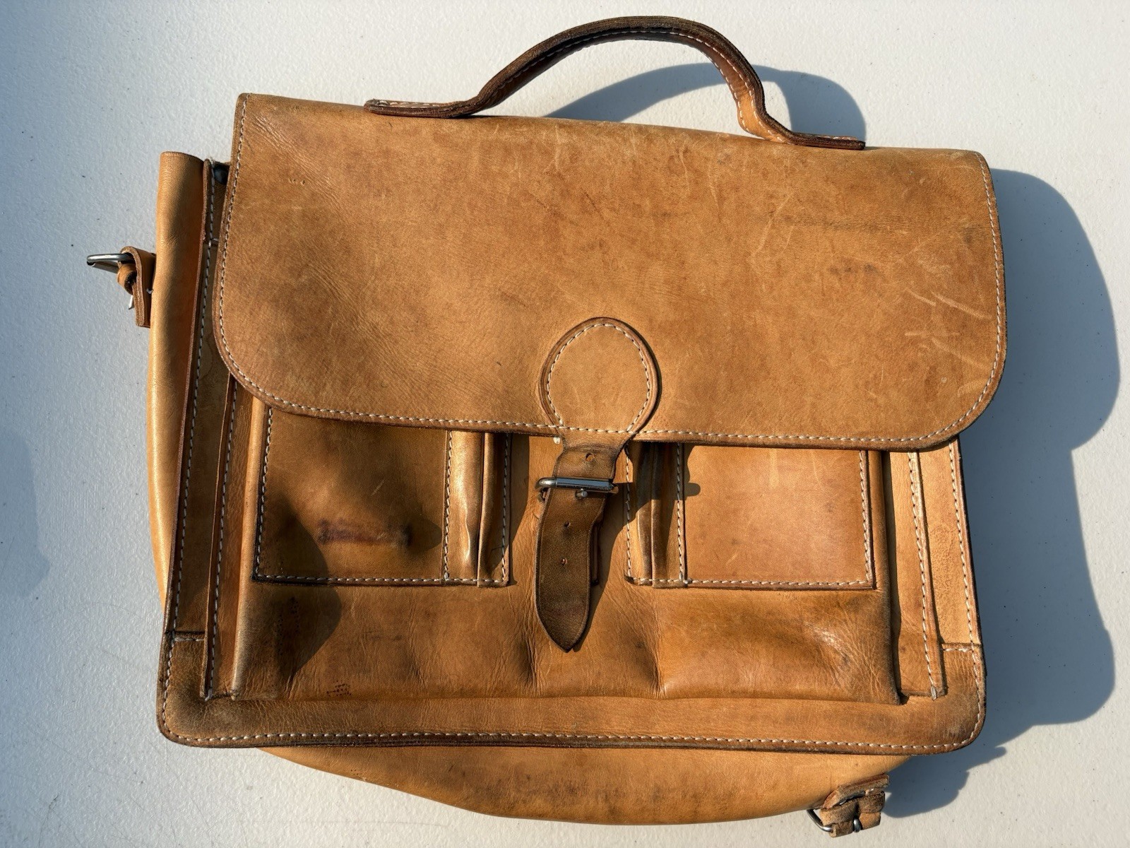 Vintage Bree Distressed Leather Messenger Bag Laptop Briefcase 💼