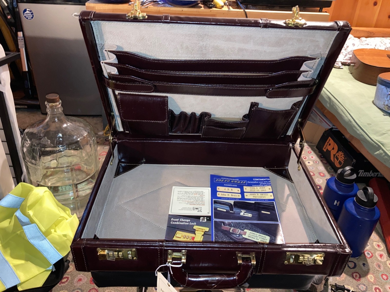 Heritage Briefcase Leather Burgundy Attache Lockable Business NEW With Tags