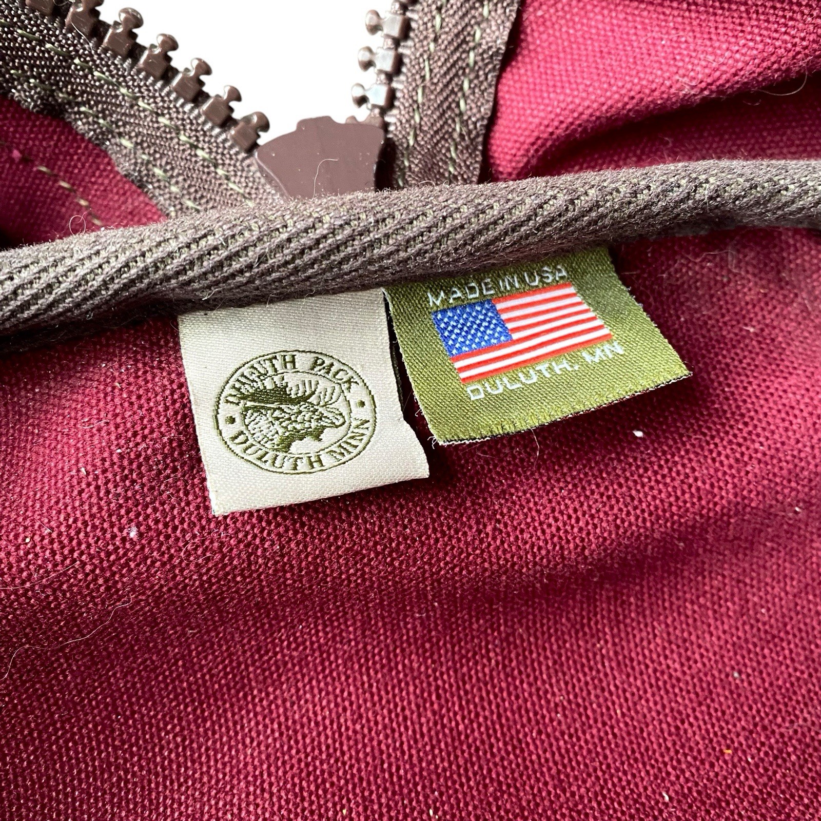 Duluth Pack Boot Duffle Canvas Leather Bag Burgundy Red Weekender Carry On
