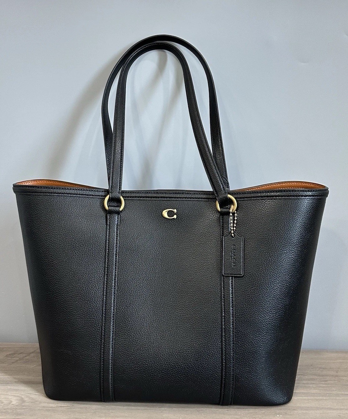 NWT Coach Legacy Pebbled Leather Shoulder Tote Bag Black Brass CU056