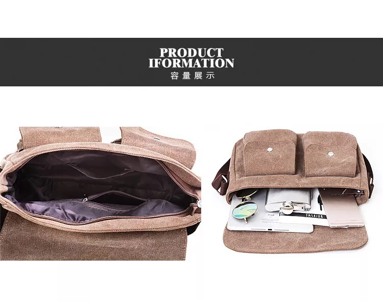 Men’s Canvas Cross Body Bag Messenger Shoulder Book Bags School Satchel Vintage