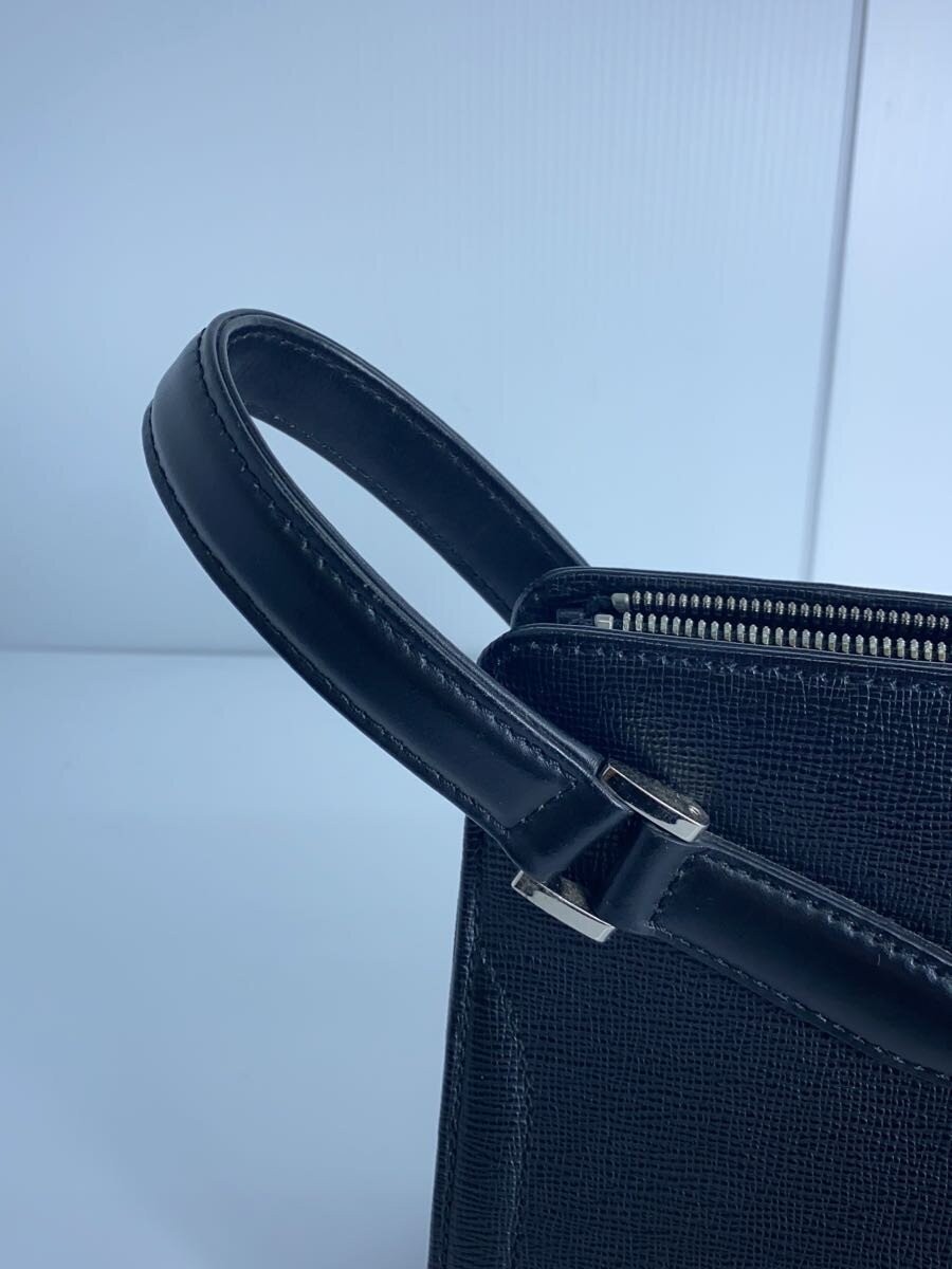 TAKEO KIKUCHI Leather Second Bag, Black, Solid Color