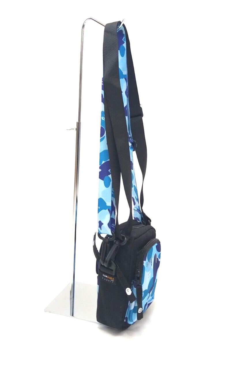 BAPE A Bathing Ape ABC Mini Shoulder Bag Camo Blue 2 Straps W:5.5in H:7in