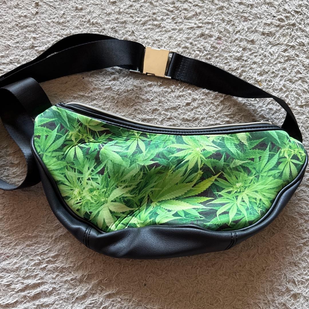 Russeluno Body Bag Waist Pouch Leaf Pattern Linen Utility