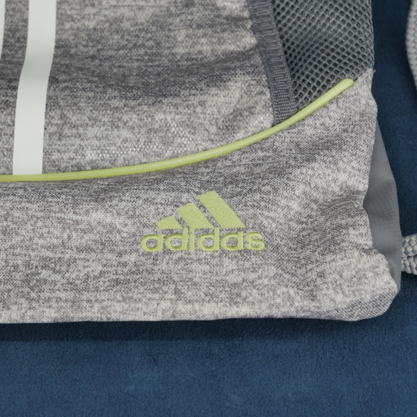 Adidas Alliance II Sackpack Backpack Jersey Grey Lime Green Drawstring Zip New