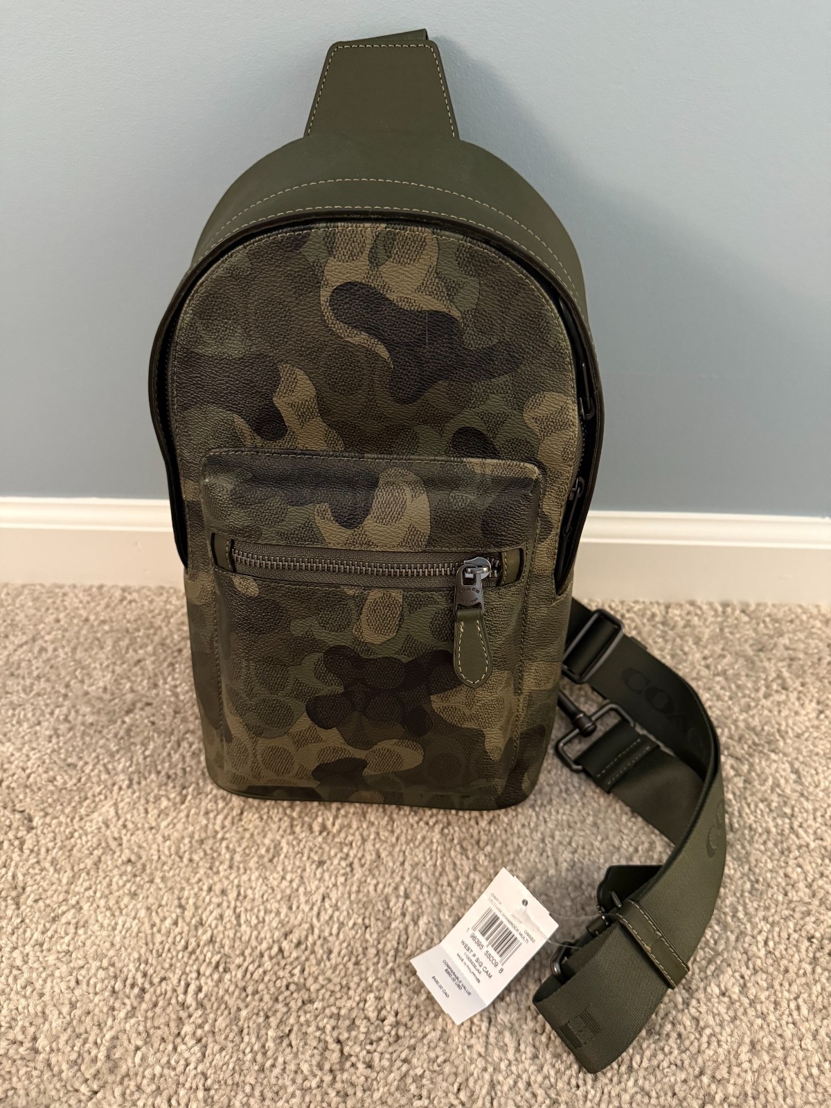 NWT Coach CW312 Men’s West Pack Camo Print Signature Canvas/Gunmetal/Grey Multi
