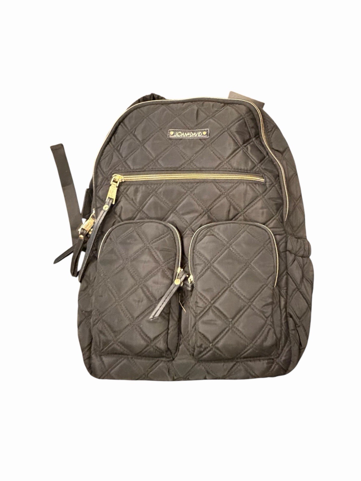 Joan & David 18″ Diamond Quilted Puffer Nylon Travel School Backpack $190 Black