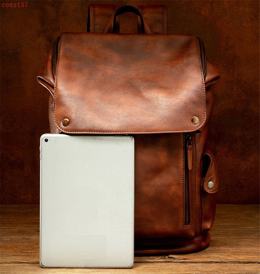 Handmade Really Cow Leather Backpack Vintage Men’s Casual Travel Bag Laptop Bag