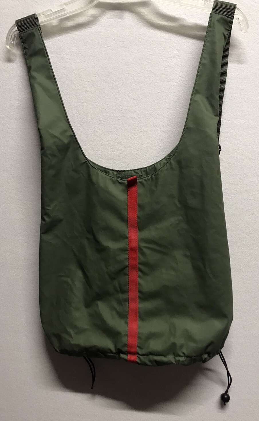 Hugo Boss Army Green Back Pack Nylon PVC 15” X 14” Bungee Button