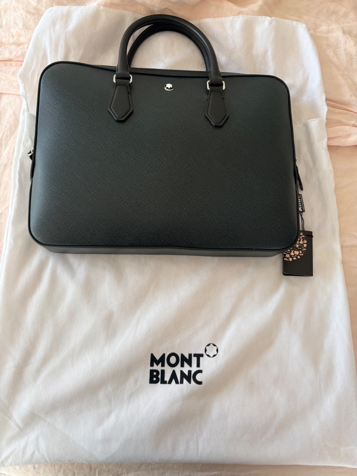 Montblanc Thin Briefcase in Sartorial Leather (Tweed Blue)