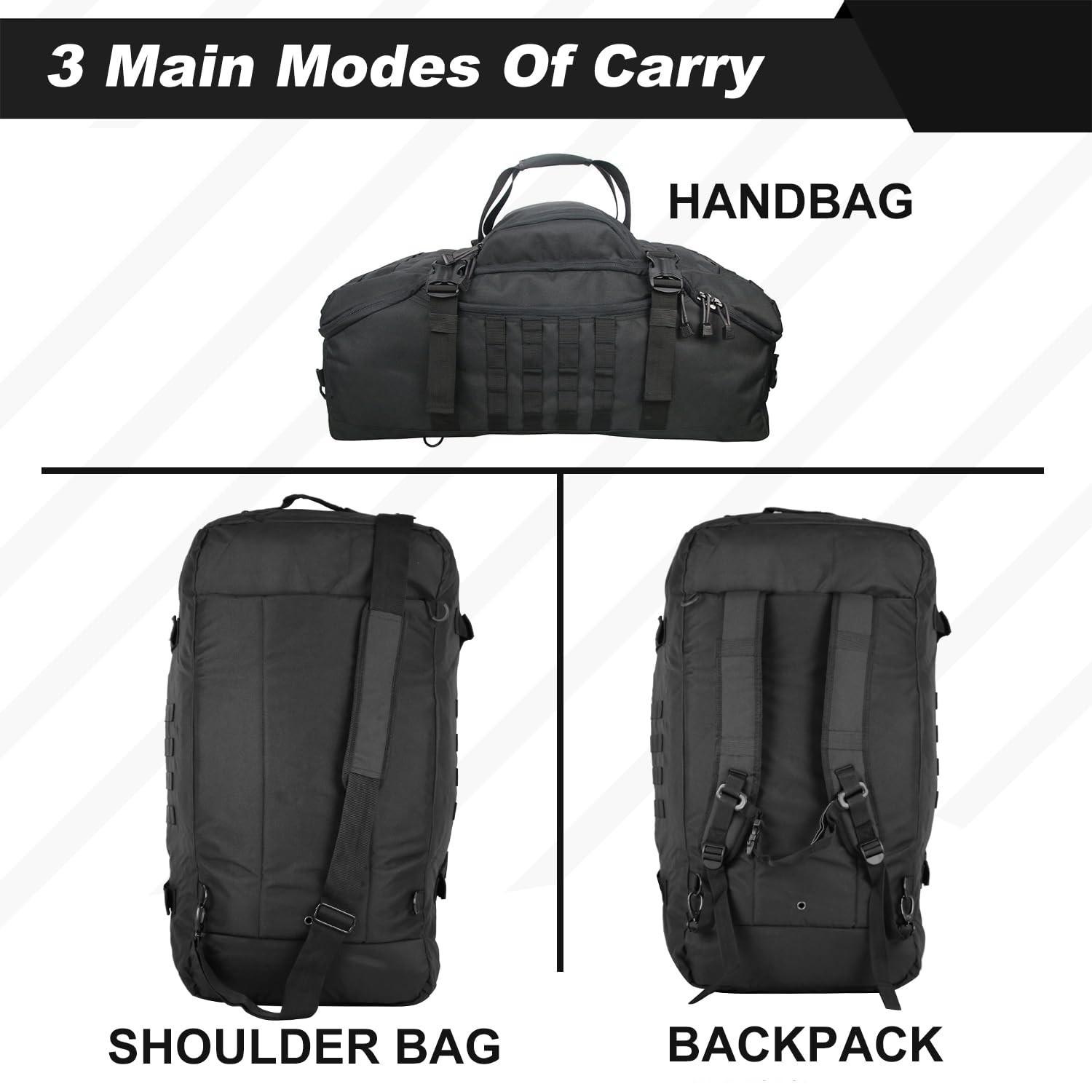 3-in-1 Military Backpack Duffle Bag for Travel, Gym, Weekender, Deployment