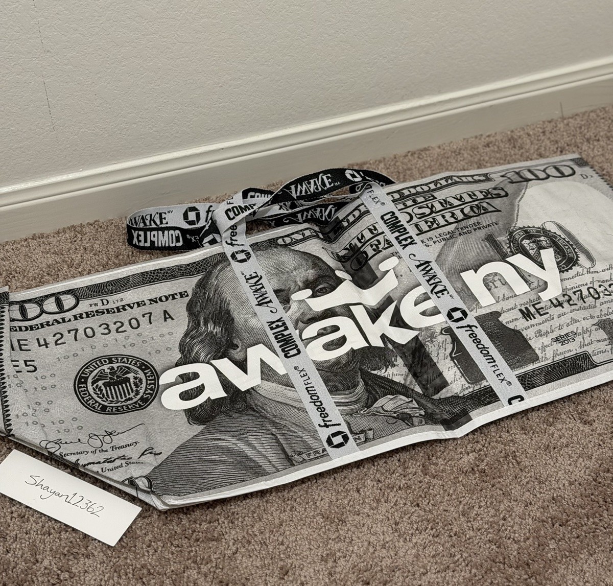 Complex X Awake OG 100 Dollar Bill Tote Bag AWAKE Collab Chase Bank *Brand New*