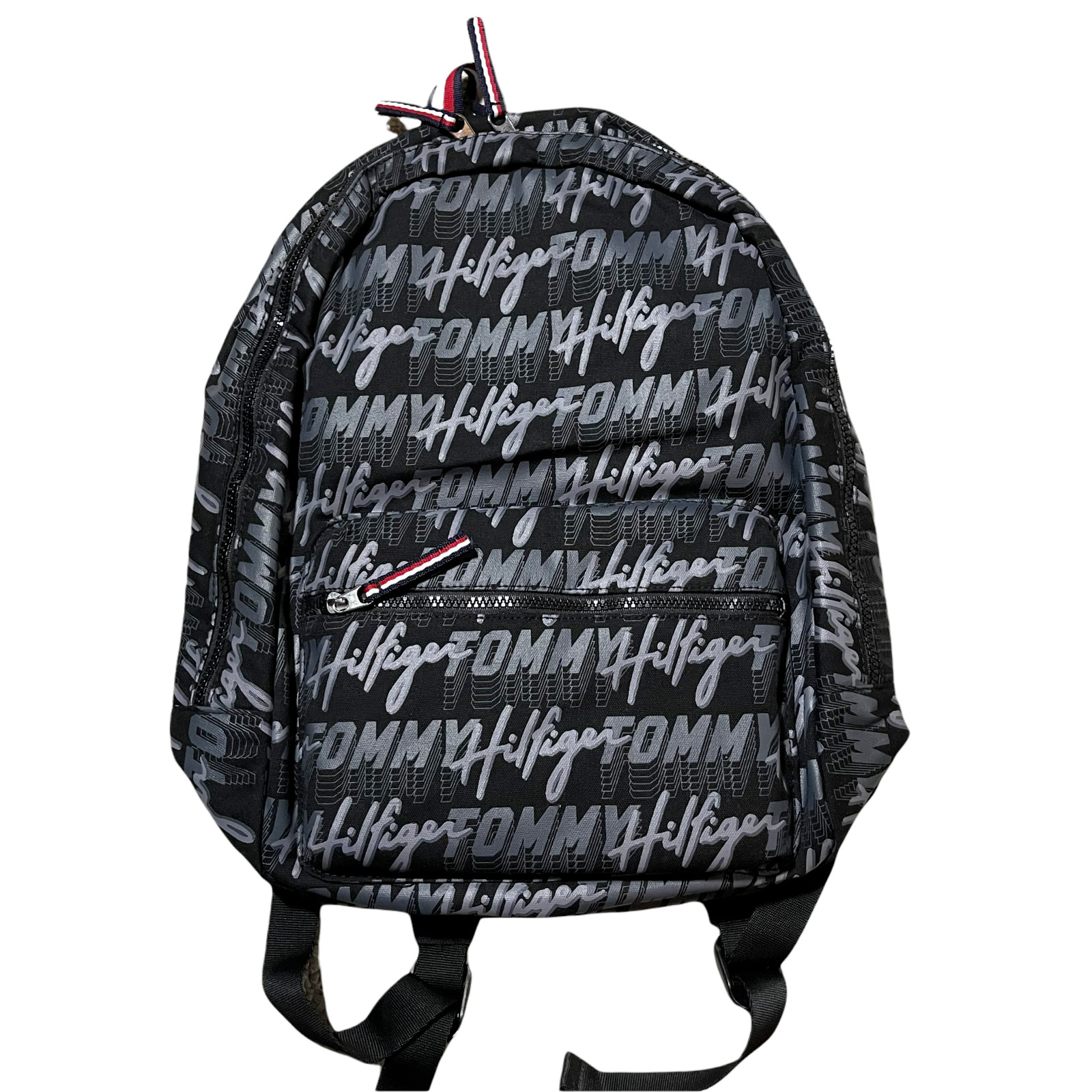 NWT Tommy Hilfiger Mens Logo Backpack Canvas Book Bag School Travel Unisex Black