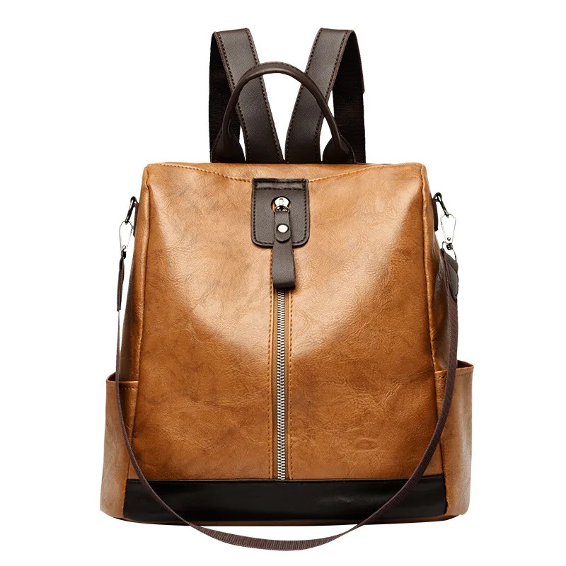 Anti Theft Backpack Faux Leather Large Capacity Travel Laptop Shoulder Bag Women