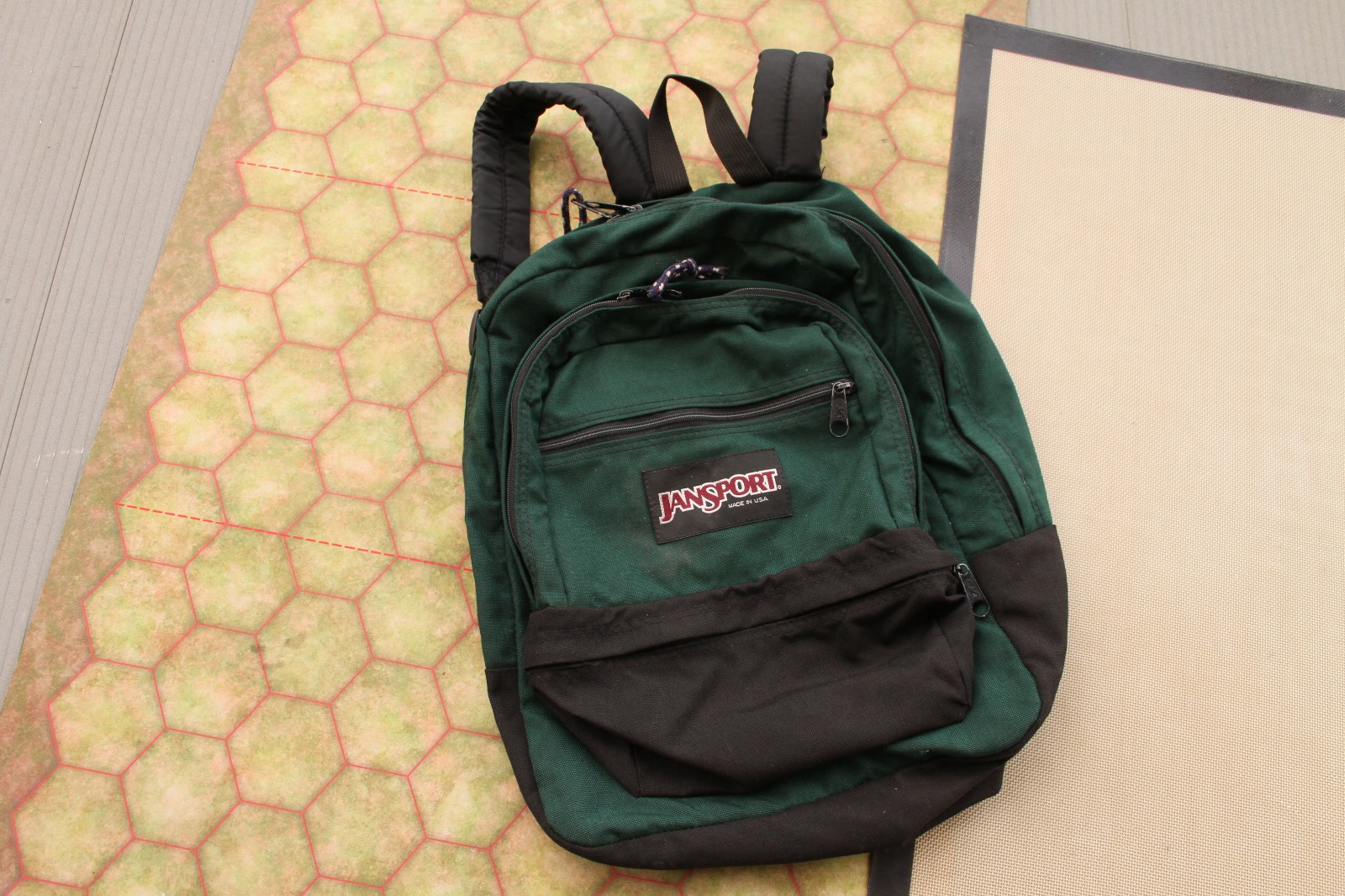 Vintage Jansport Green Backpack -made in USA -Retro Y2K 90s