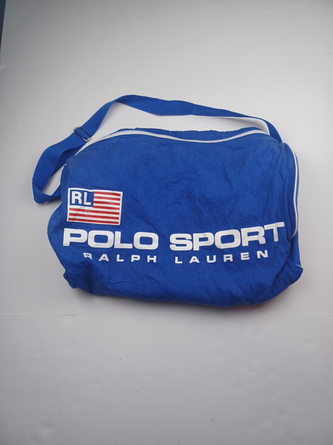 Vtg POLO SPORT RALPH LAUREN Blue Duffle Bag 20 in x 11 in Adjustable strap Y2K