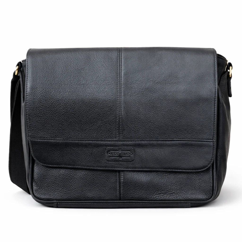 Cuero Guapo Handcrafted Genuine Leather Briefcase Black Messenger Laptop Bag New