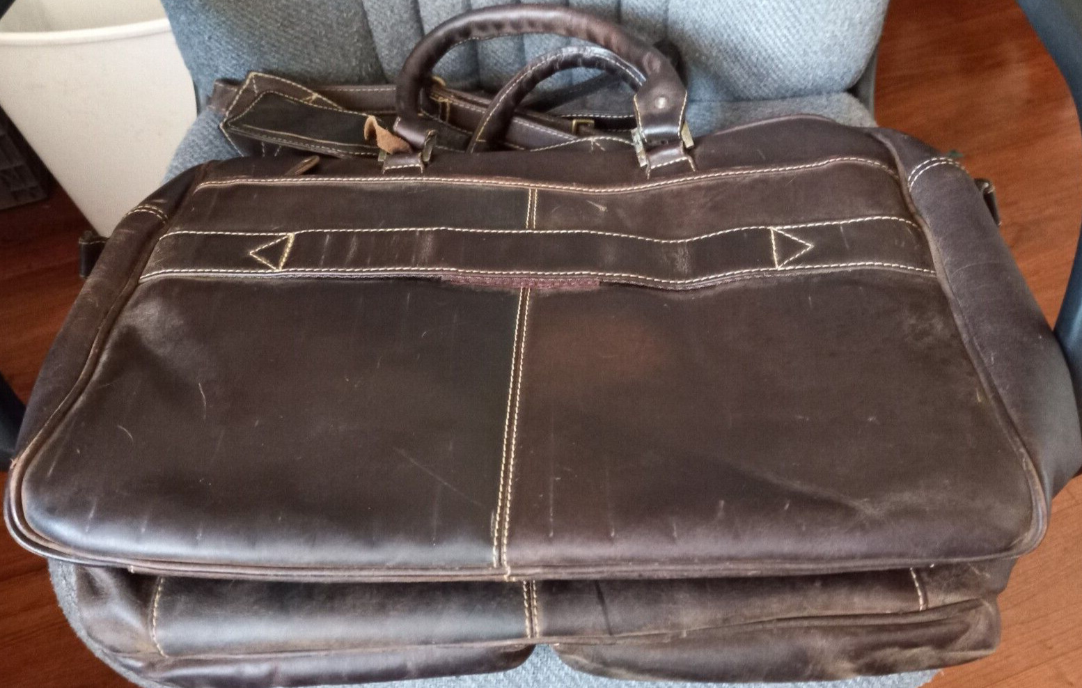 Leather Briefcase Bag Canyon Outback Brown Large Vintage India