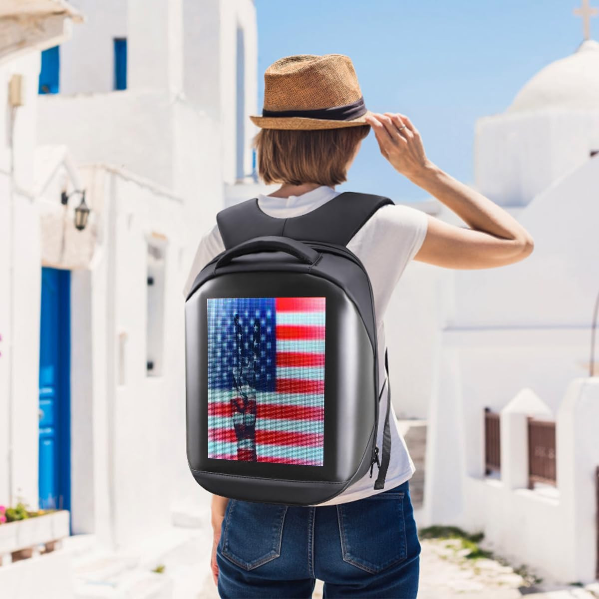 Led Backpack with Programmable Screen,Hd Color Screen App Control 17 Inches Lapt