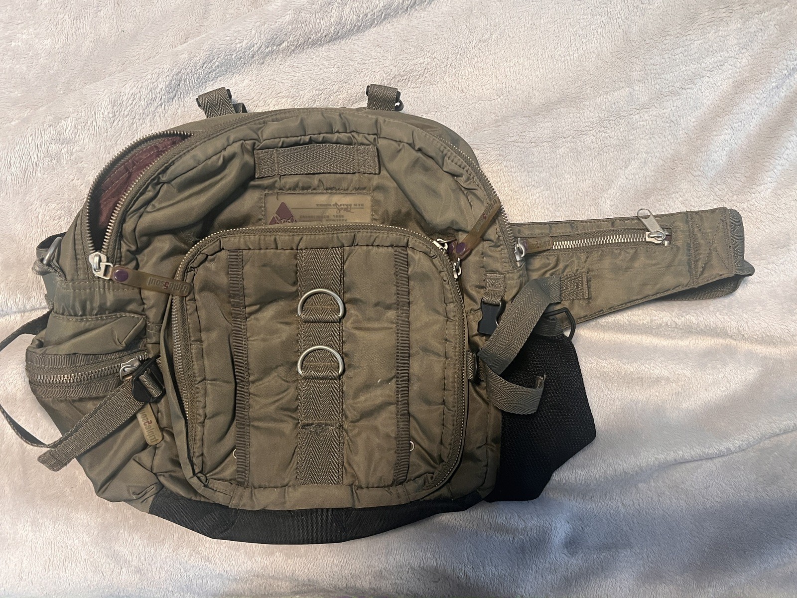 Triple 5 Soul Crossbody Fanny Pack Bag Tan Lumbar Hike Outdoor Compass Utility