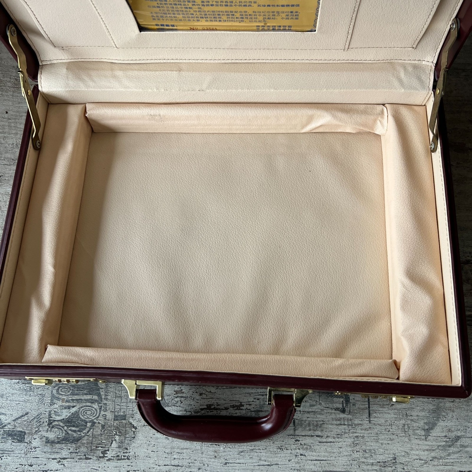 China Exquisite Foreign Affairs Gift Maroon Leather Briefcase 16.5″