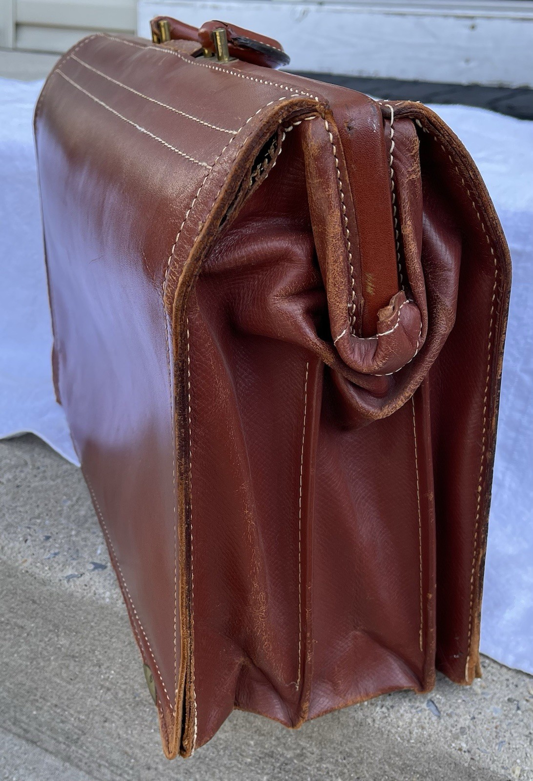 Rexbilt Briefpak Vintage Brown Top Grain Cowhide Leather Briefcase Men AS-IS