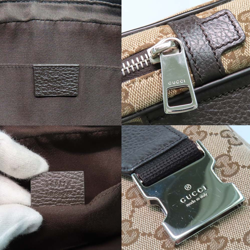 Gucci GG canvas Belt Bag 449174 Body bag Beige Brown Silver hardware Used