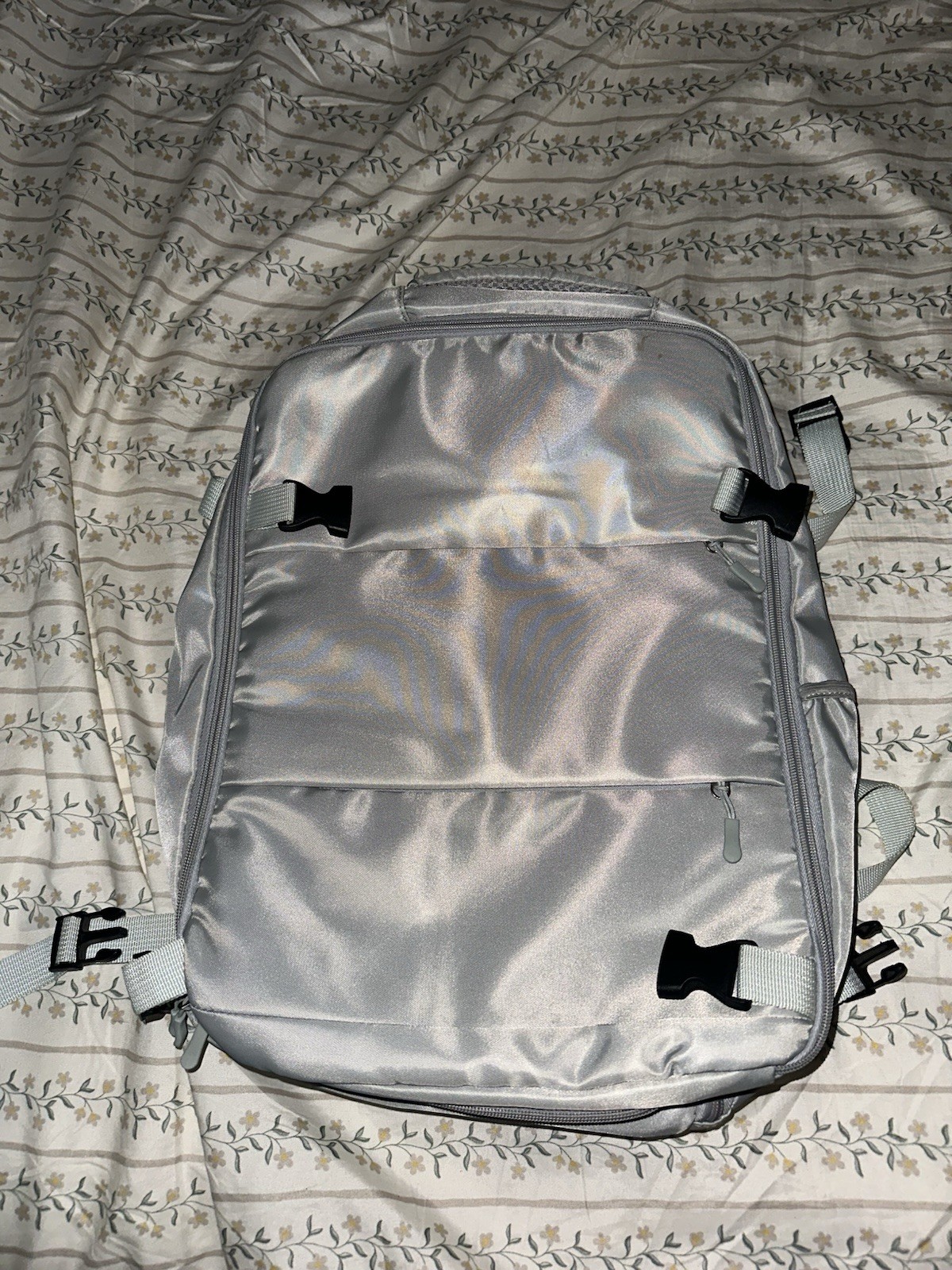Grey Backpack For Travel Flying Personal Item Bag 18x14x8 See Description