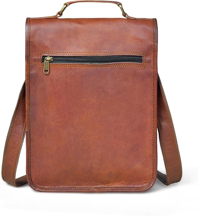 Genuine Leather Crossbody MessengerBag9x11Brown Shoulder Bag Tablet+Free Journal