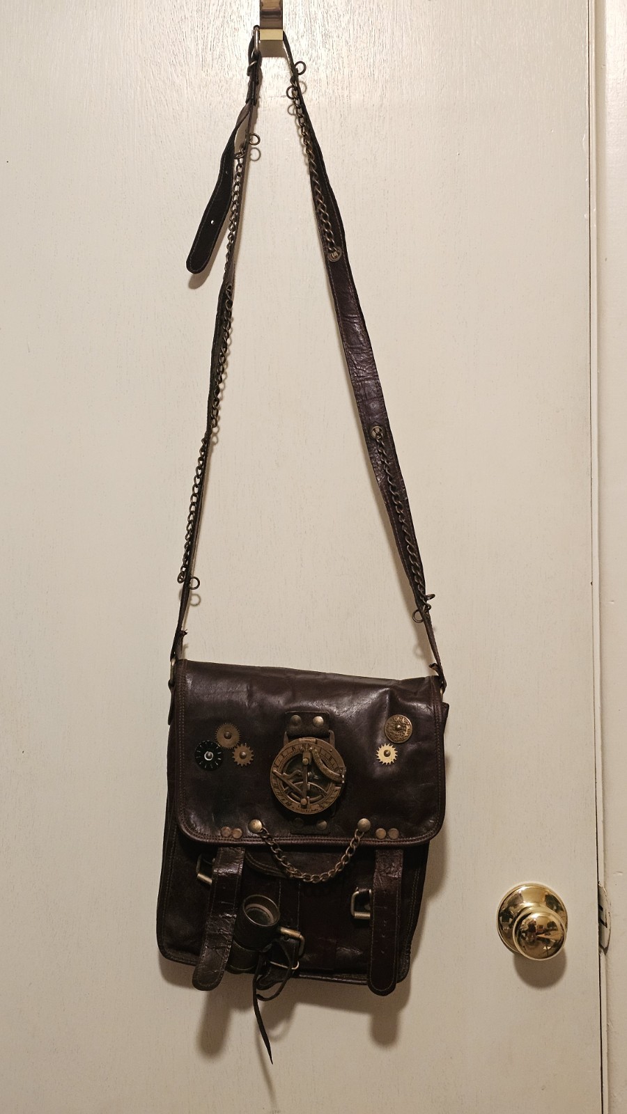 Genuine Leather Steam Punk Messenger Bag Hand Made Medieval