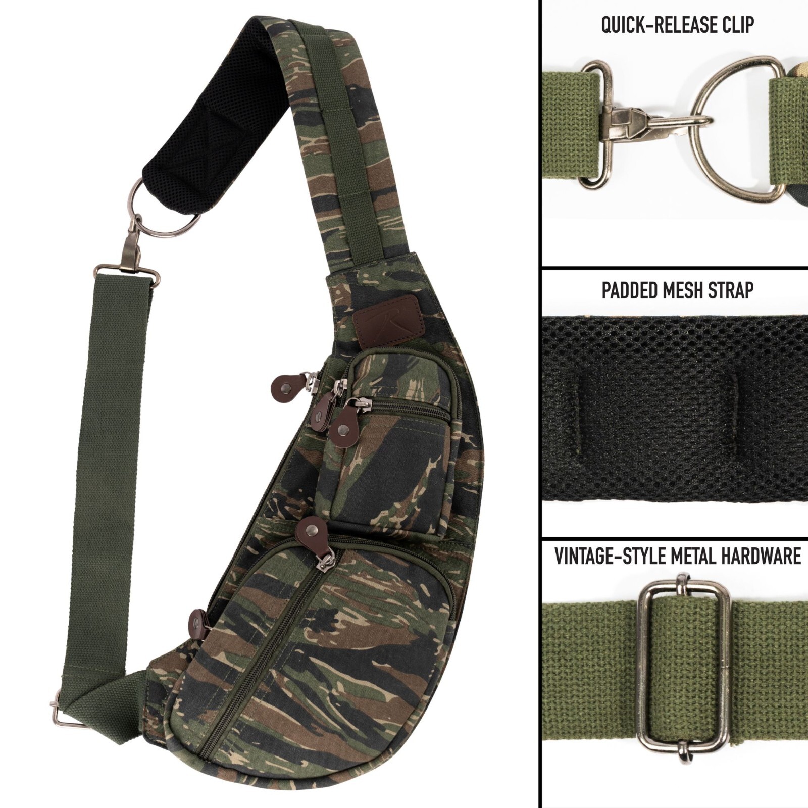 Crossbody Canvas Sling Bag EDC Compact Over Shoulder Chest Front Pack Backpack