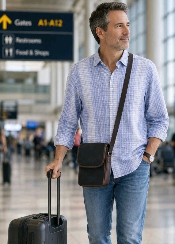 The Man Bag by Sereta Genuine Leather/Suede Crossbody Travel & Everyday