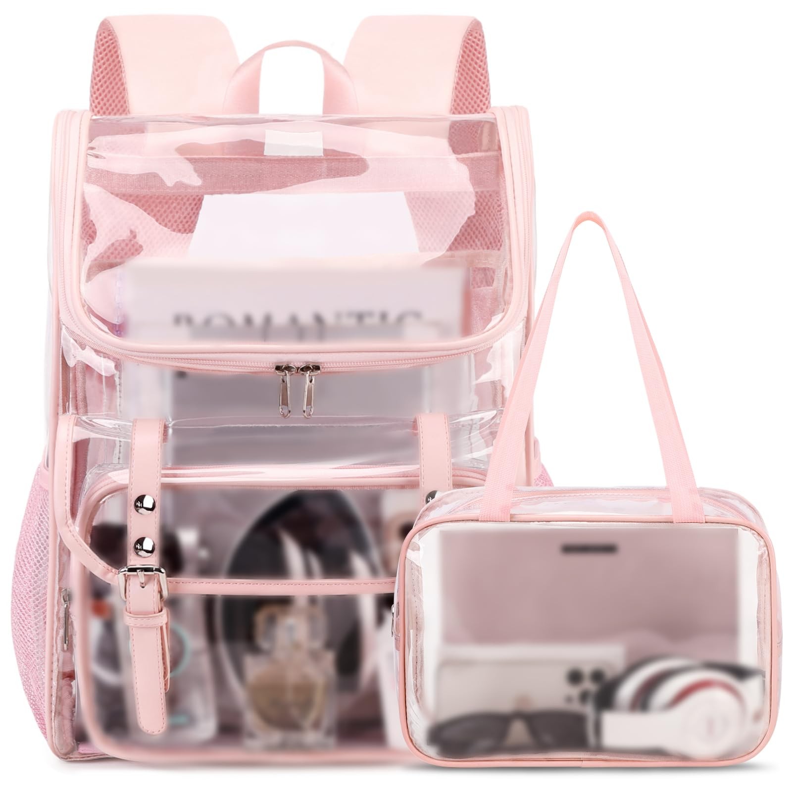 Clear Backpack Set 11.4″ X 5.9″ X 15.7″ with Lunch Bag – Stadium Approved
