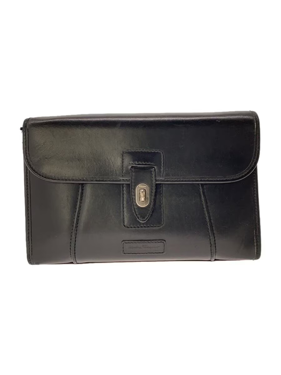 Salvatore Ferragamo Second Bag, Black Leather, Solid Color, DS242513