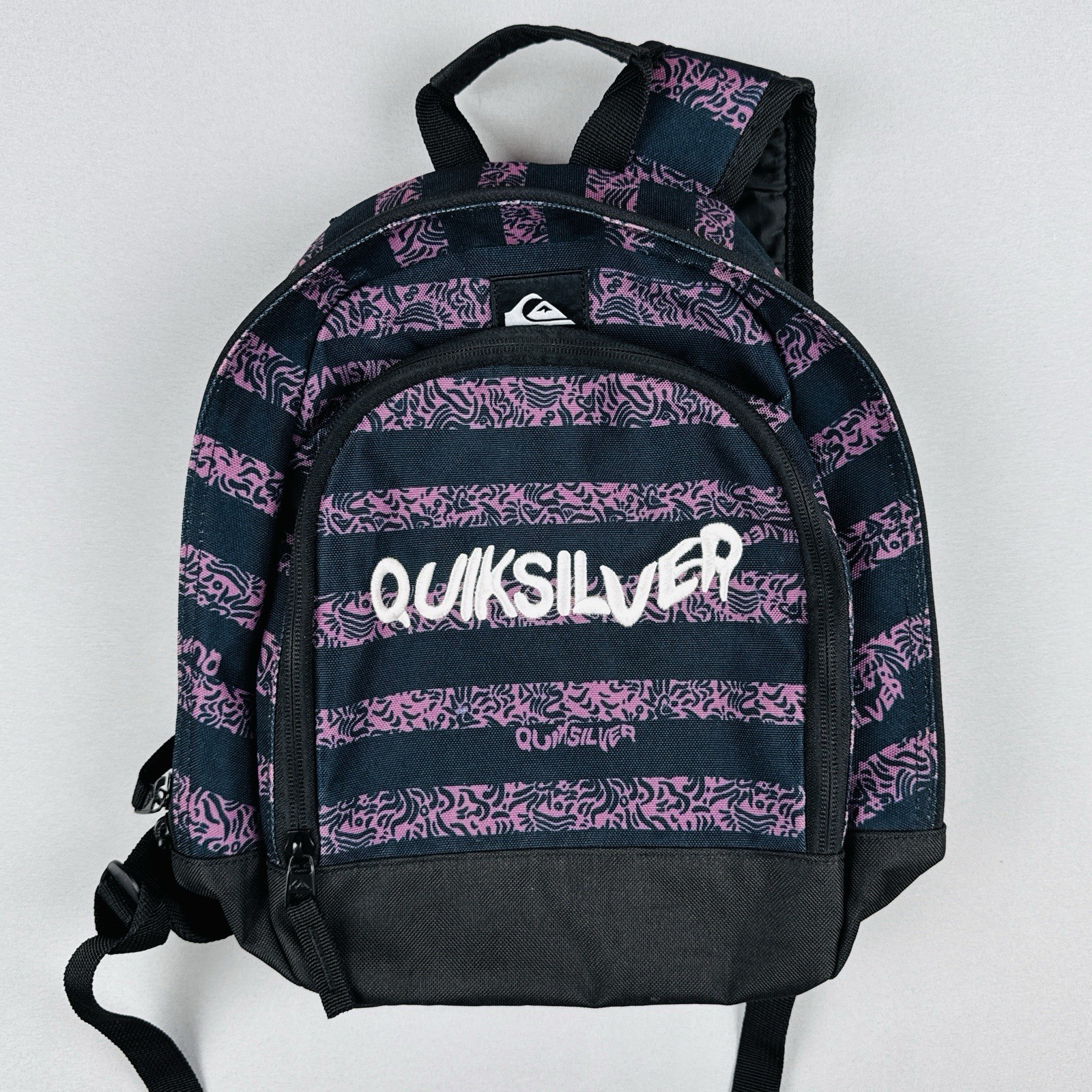 Quiksilver Backpack Black Pink Stripe School Surf Beach Daypack AQKBP03000