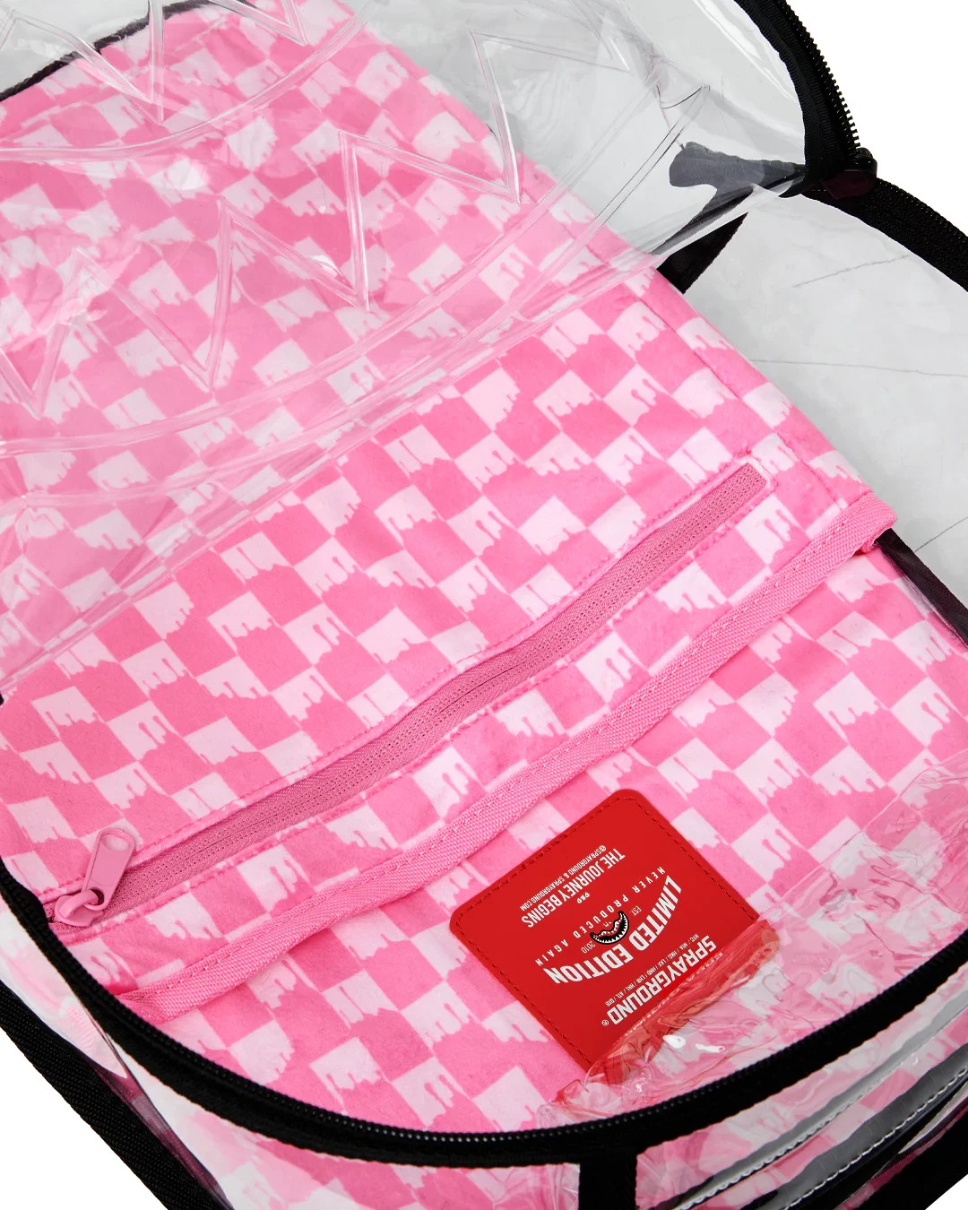 Sprayground PINK DRIP Clear Backpack🔥New PVC Transparent Bookbag School Bag