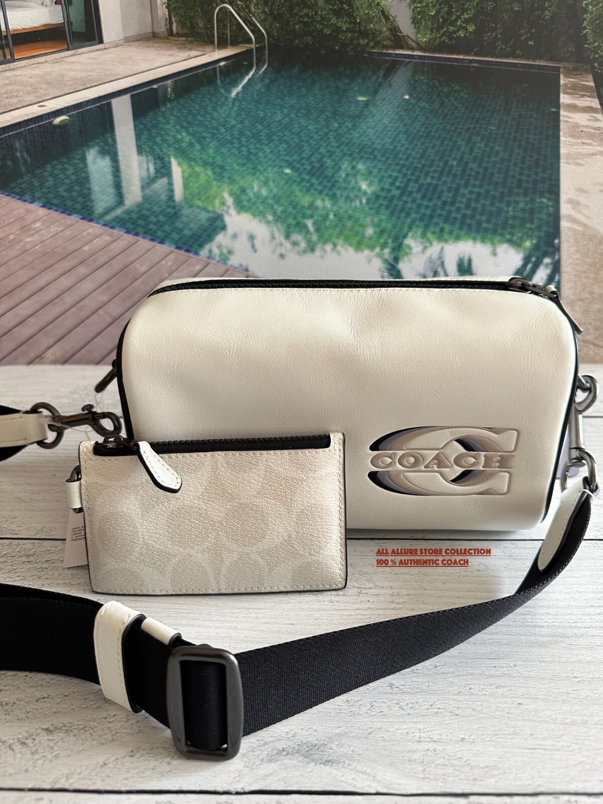 NWT Coach CJ818 Axel Crossbody In Smoother Leather Chalk Multi