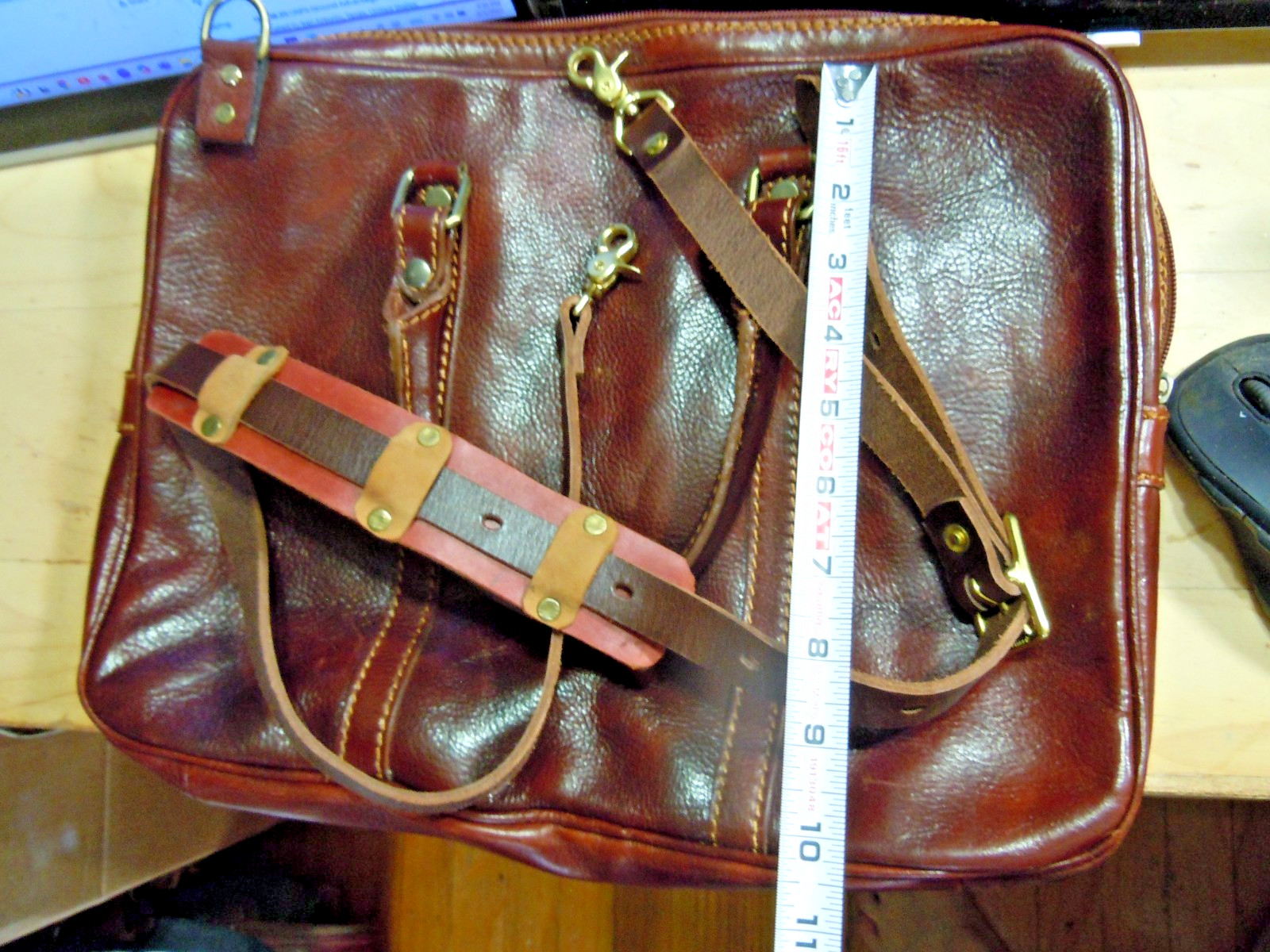 Auth BOSCA Old Leather’ STRINGER U2 BAG Messenger/Briefcase
