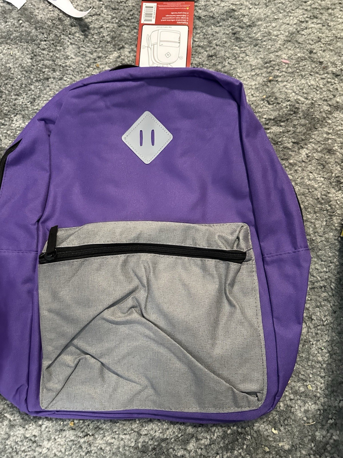 Backpack by Moda West Purple Gray Trim 17 x 5 x 12 New with tags