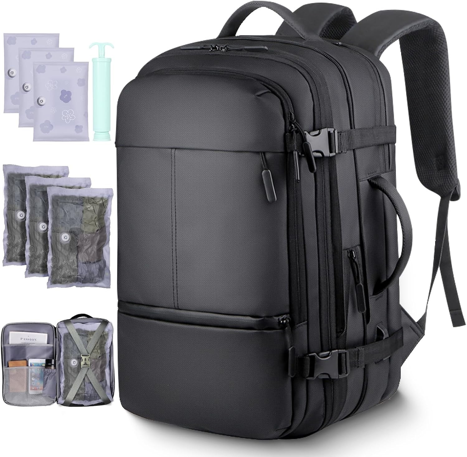 TNELTUEB Vacuum Backpack TravelExpandable Vacpack Backpack with 3 Compression…