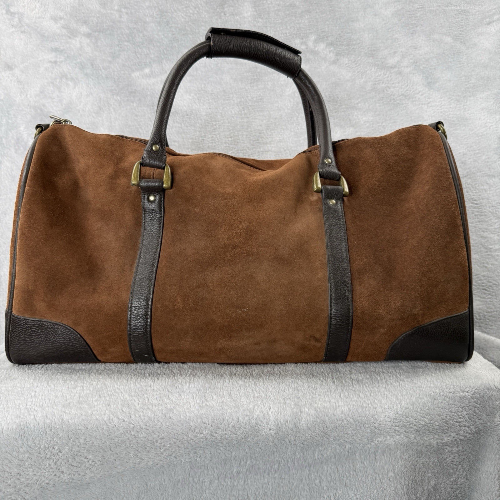 Vintage Suede Duffle Travel Bag Heavy Leather Suede 21″ Marlboro Weekender NWT