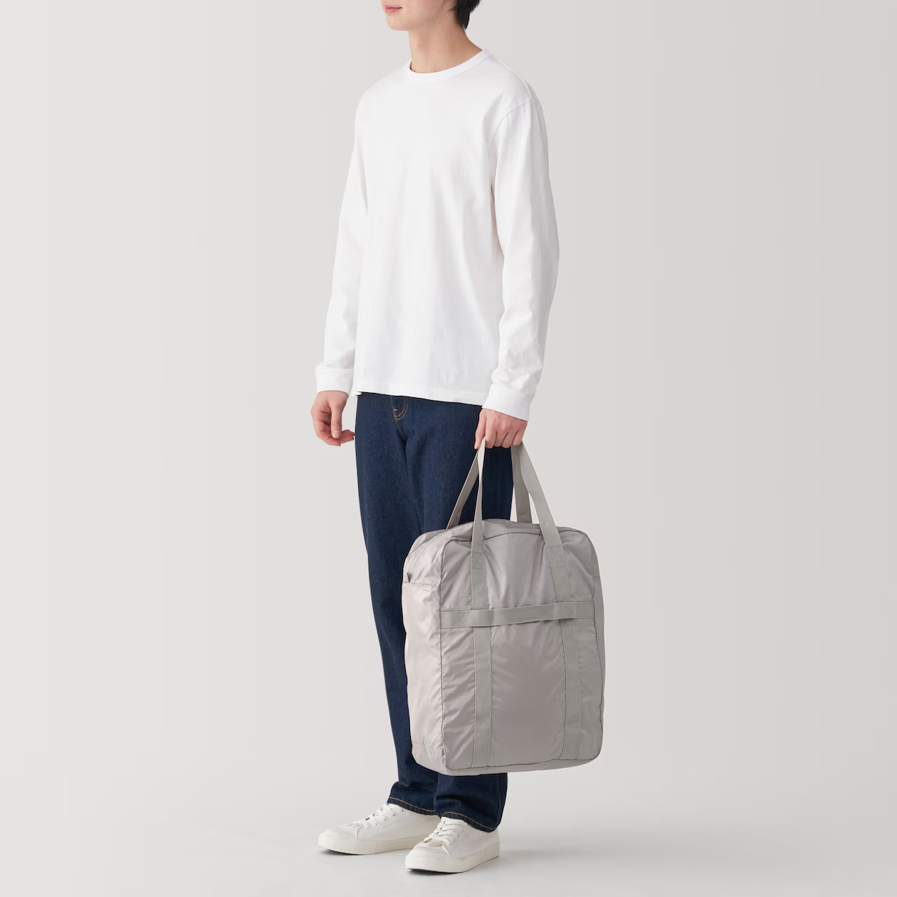 MUJI Packable Water-Repellent Vertical Boston Bag Black/Khaki/Dark Beige NWT