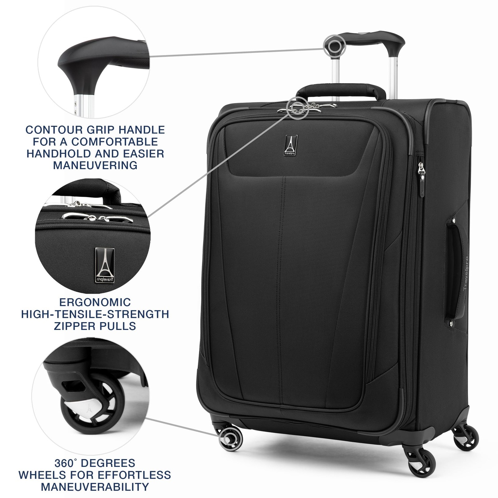 Travelpro Maxlite 5 Softside Expandable Luggage with 4 Spinner Wheels, 25 In U26
