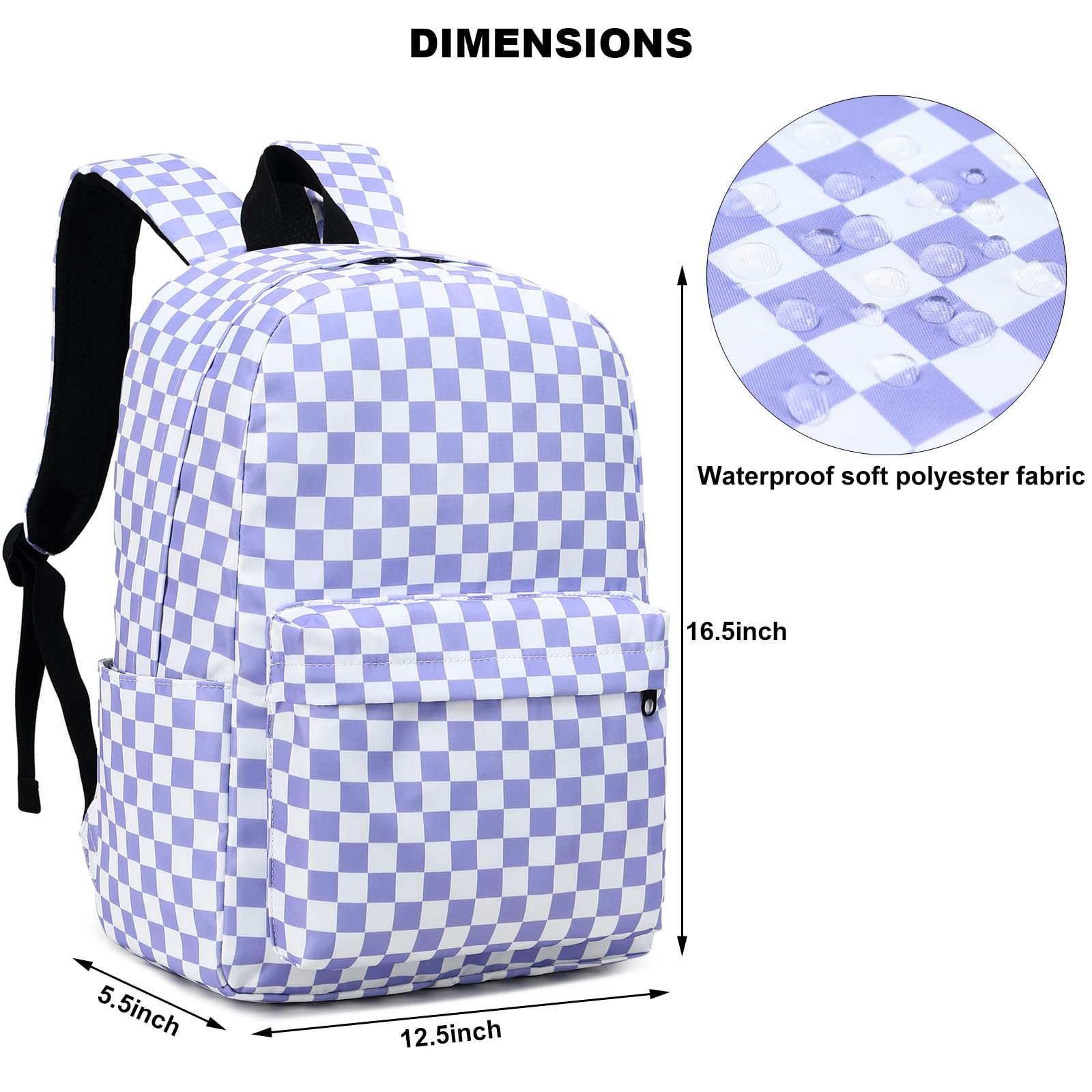 Checkered Girls Backpack for Elementary Middle School, Teens School Bag Women…