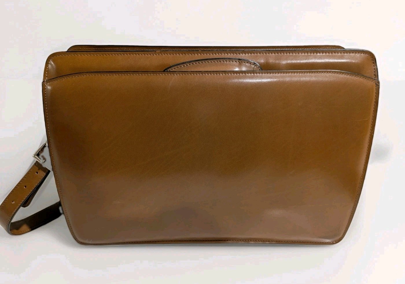 Jack Georges Elements Leather Briefcase Top Zip Double Gusset Cognac 4202