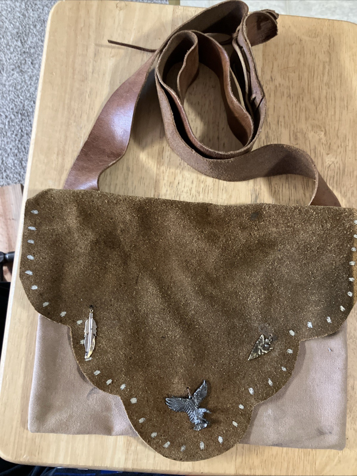 Vintage Canvas Leather Satchel 11×8.5 Inches. (H
